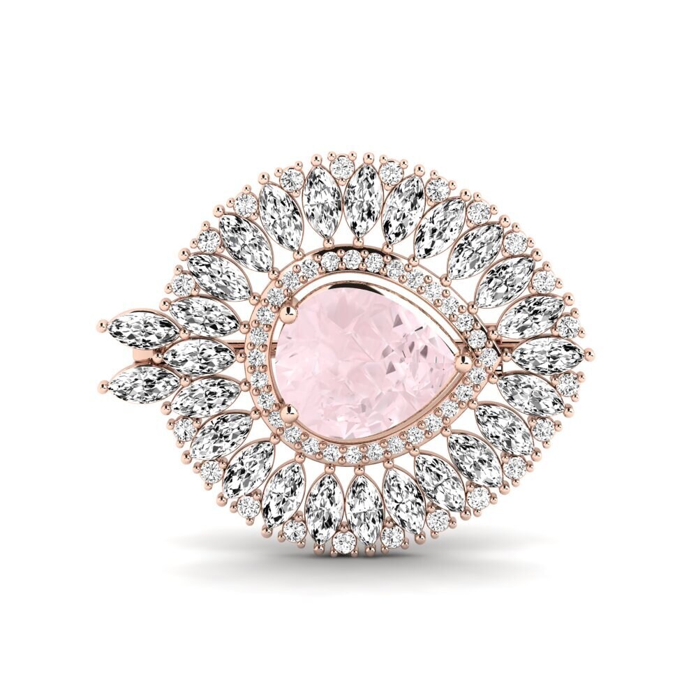 14k Oro Rosa Cuarzo rosa Broche Stowe