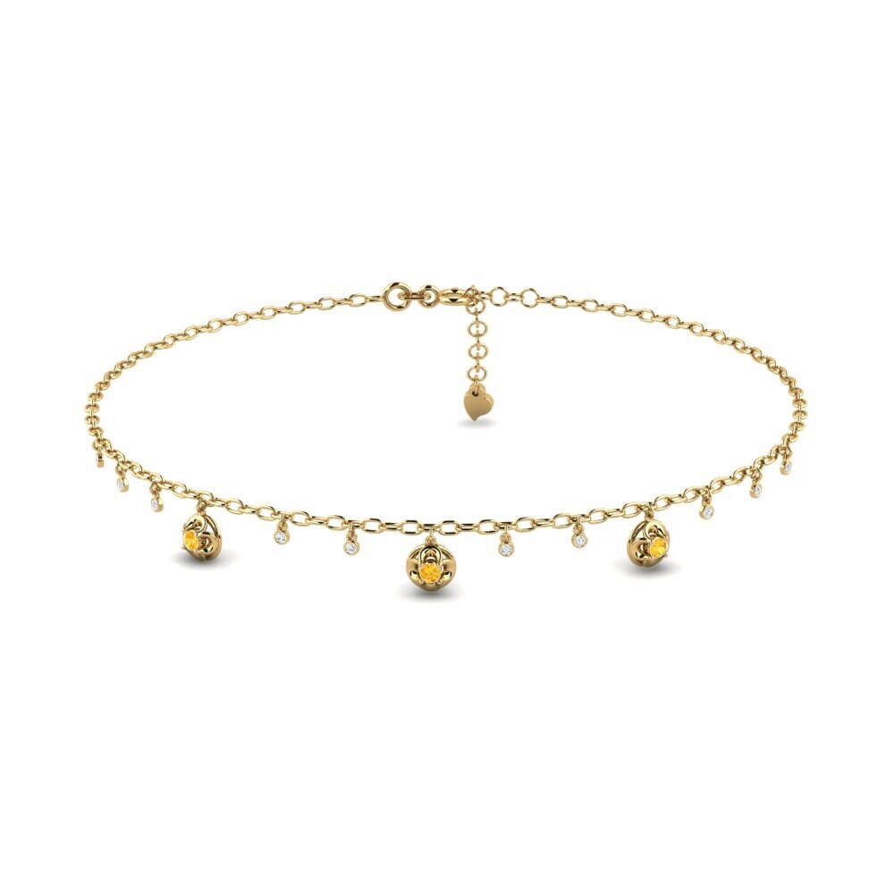 14ct Yellow Gold Citrine Women's Anklet Stowers