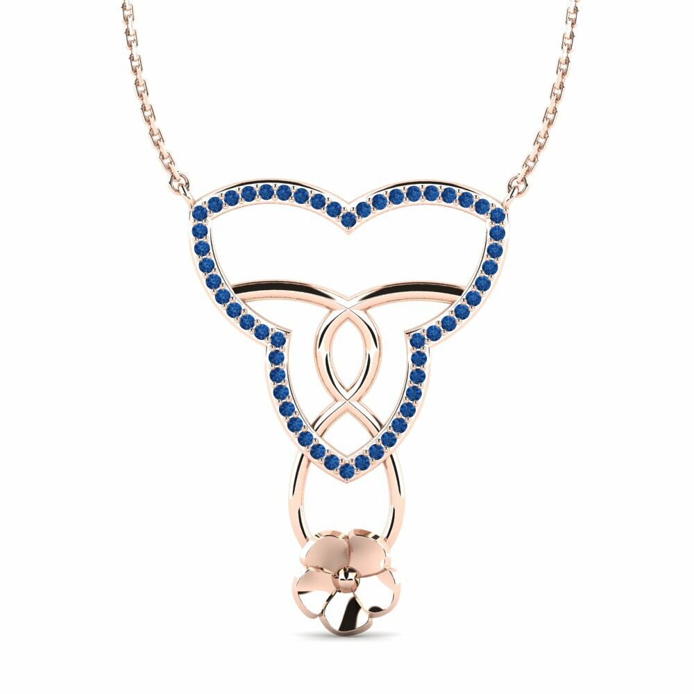 Vàng Hồng 9K Đá Zirconia Xanh Lam Dây chuyền nữ Strahlend