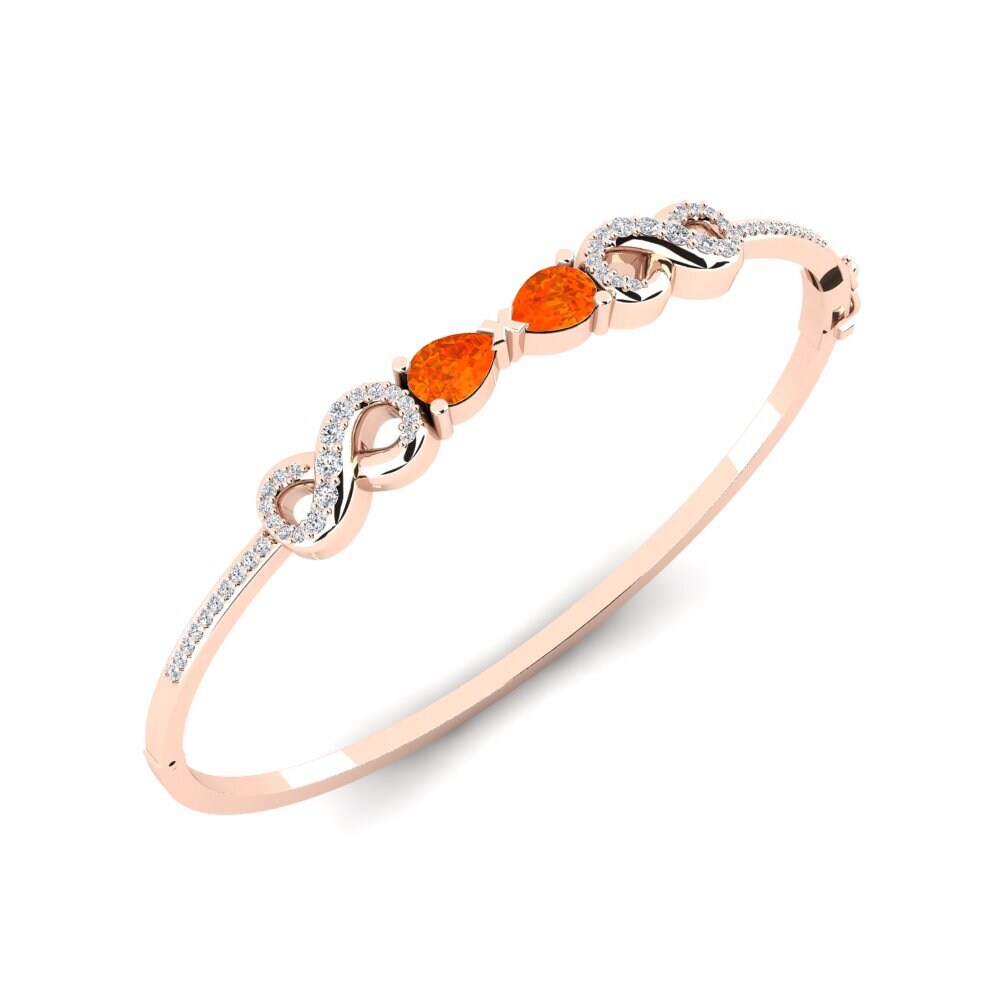 9ct Rose Gold Fire Opal Women's Bangle Streamin