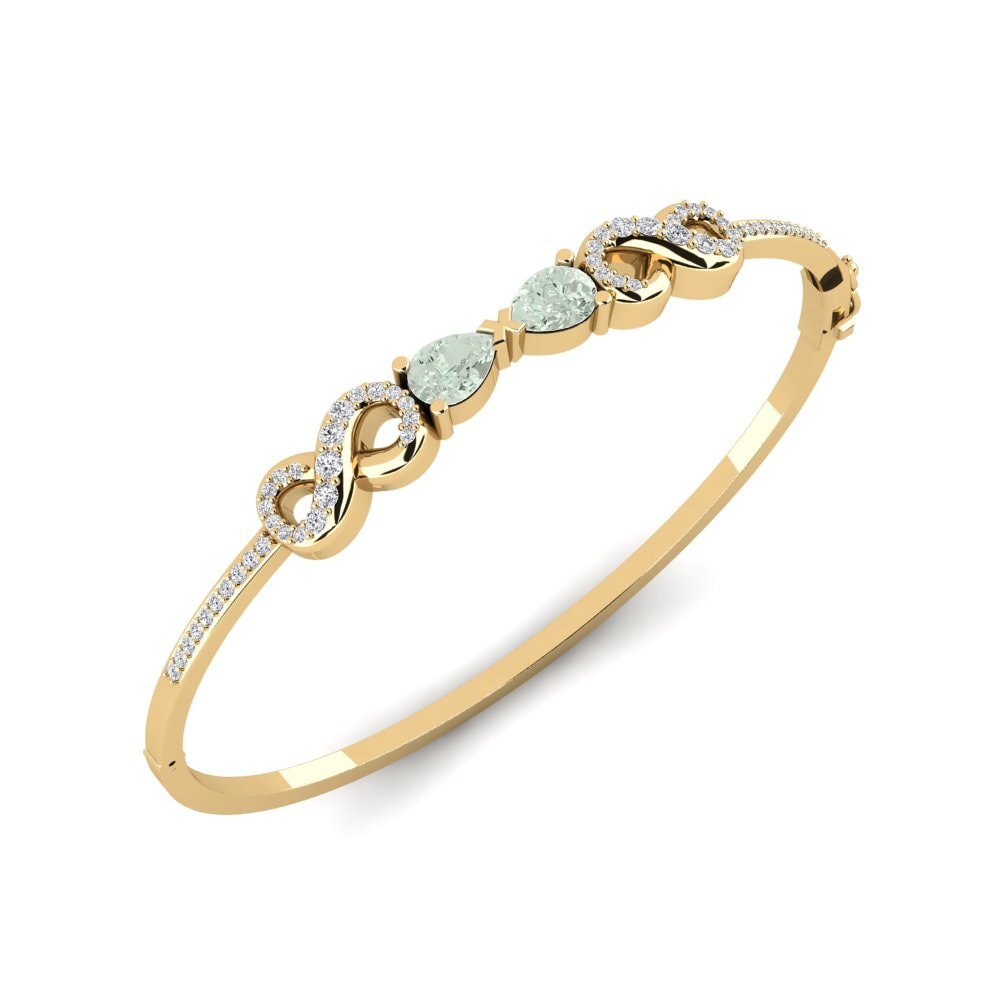 18ct Yellow Gold Green Amethyst Women's Bangle Streamin
