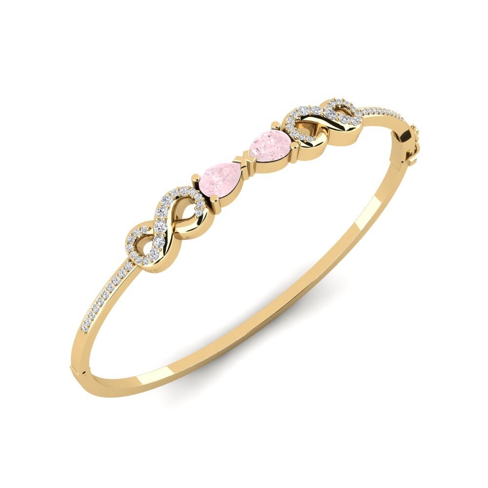 18ct Yellow Gold Rose Quartz Women's Bangle Streamin