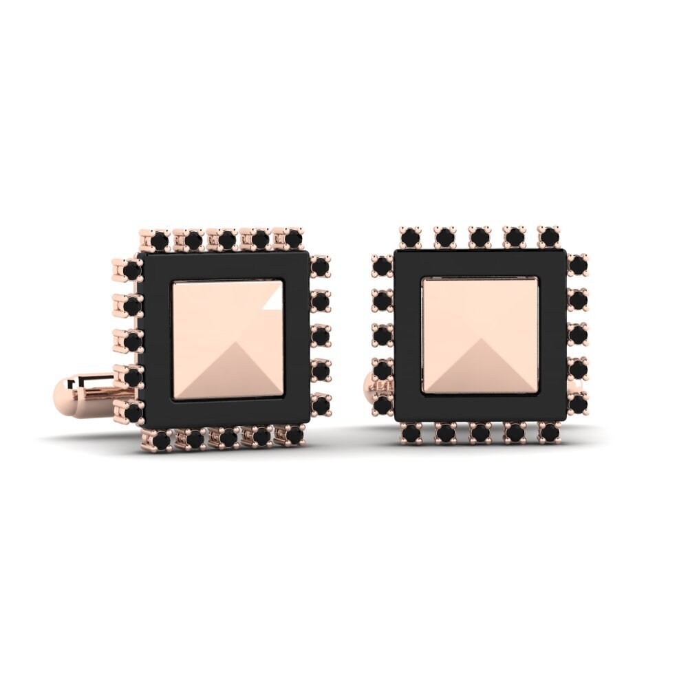 9k Oro Rosa Diamante Negro Gemelo Strouth