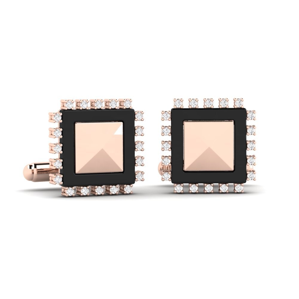 14ct Rose Gold White sapphire Cufflink Strouth