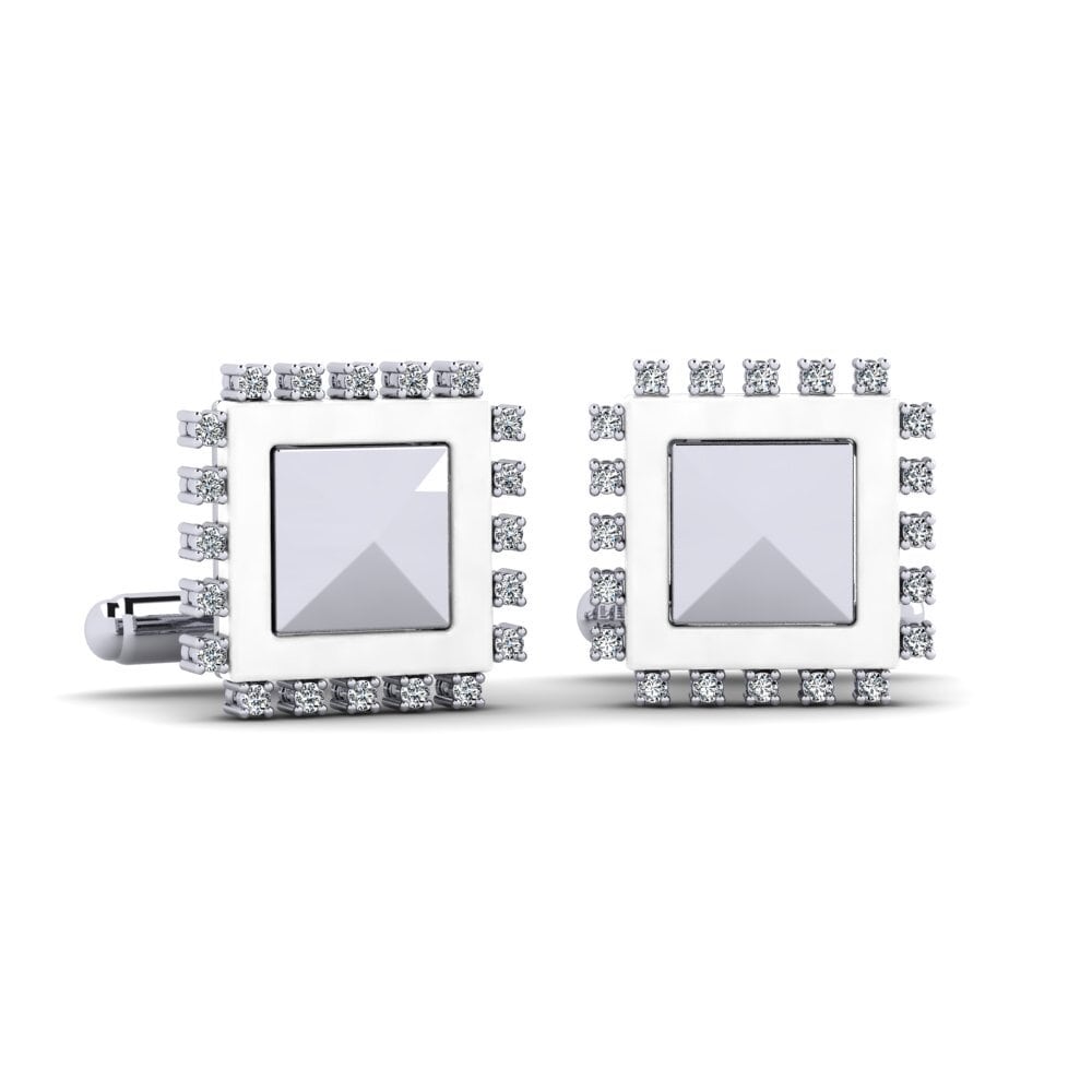 14ct White Gold Cufflink Strouth