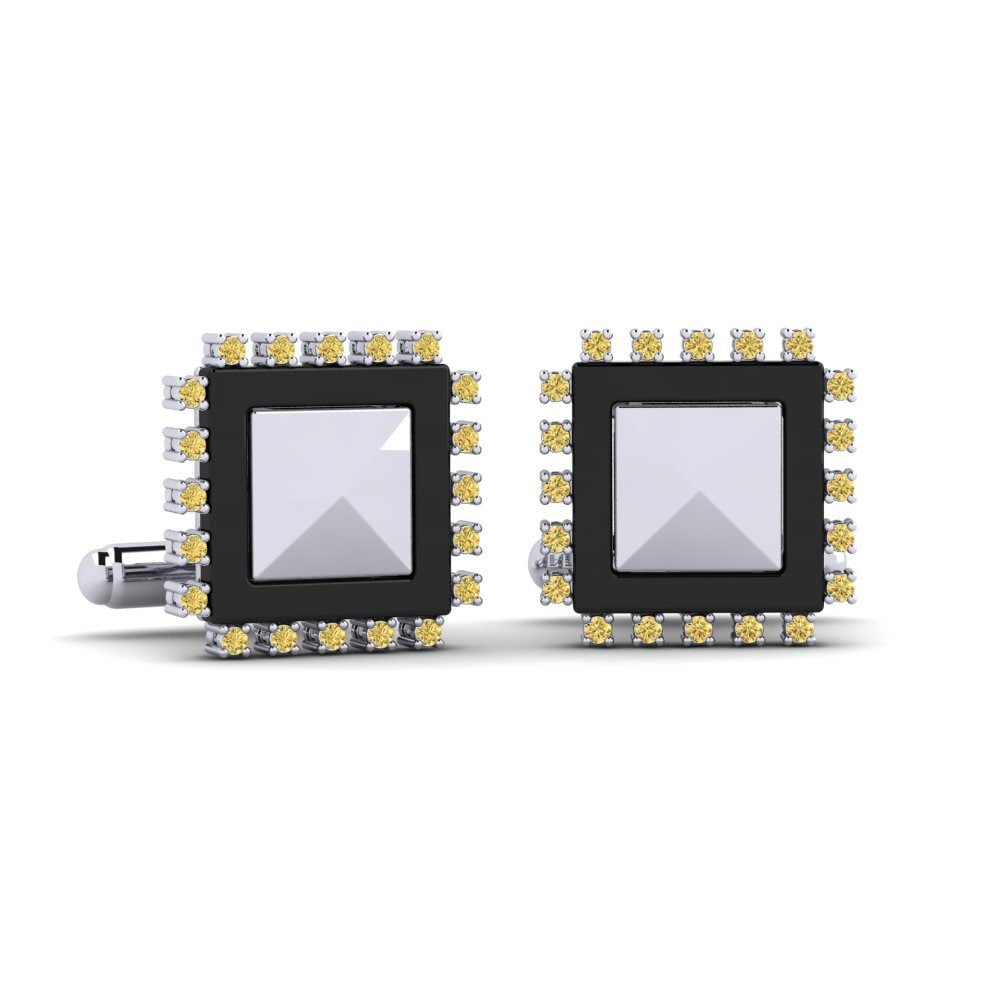 950 Palladium Yellow Diamond Cufflink Strouth