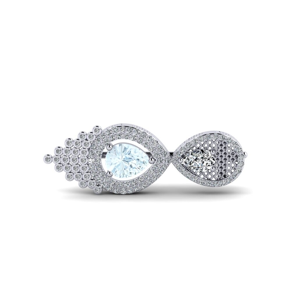 14ct White Gold Aquamarine Brooch Struga