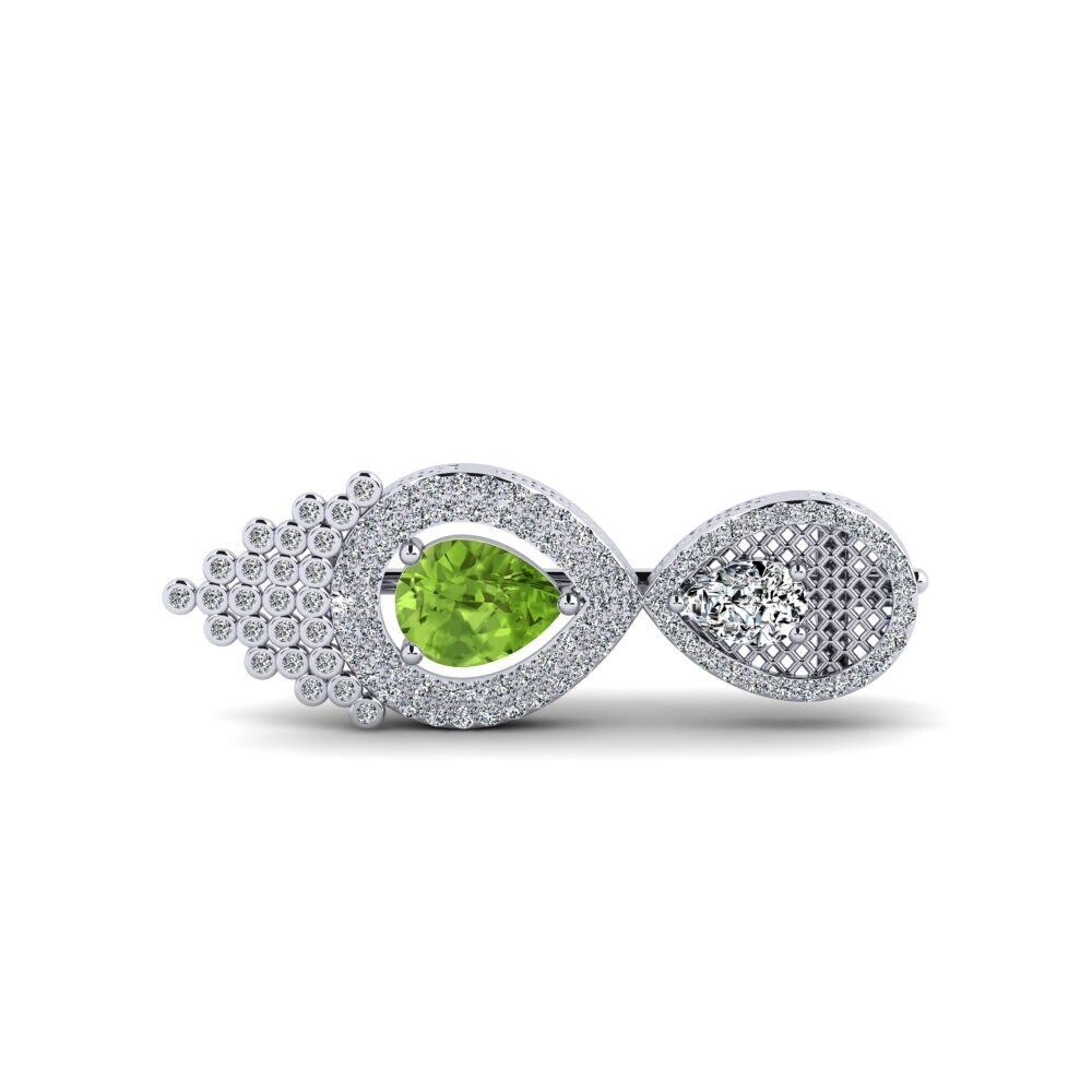 14ct White Gold Peridot Brooch Struga