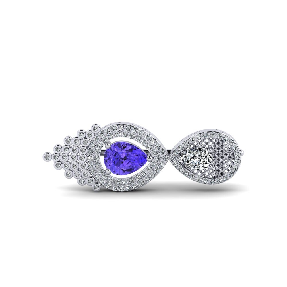 14ct White Gold Tanzanite Brooch Struga