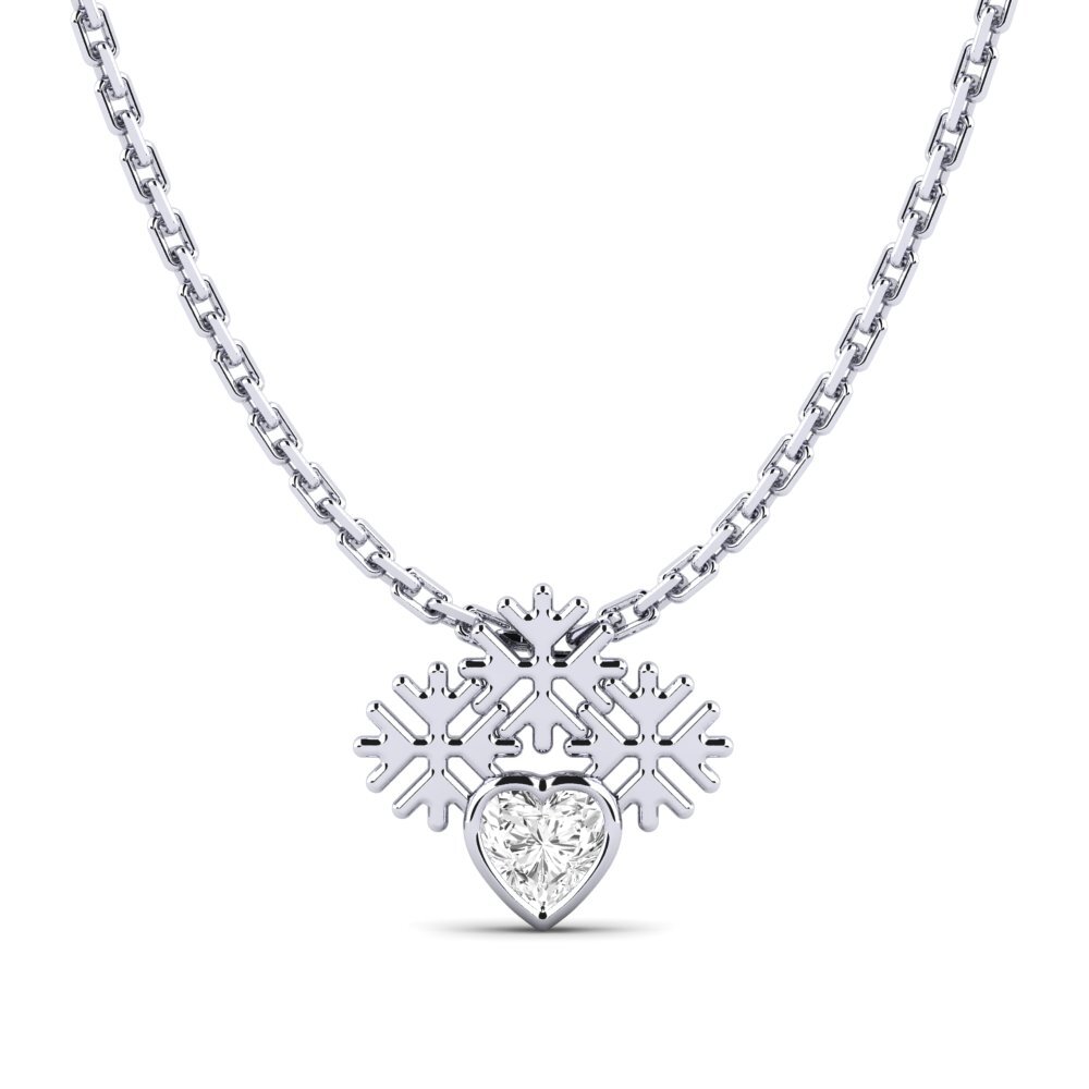 14k Oro Blanco Zafiro blanco Colgante de Mujer Stykke