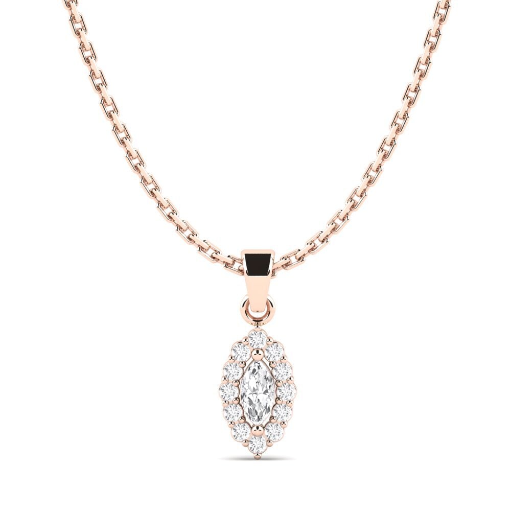 14K Rose Gold White sapphire Pendant Sucre