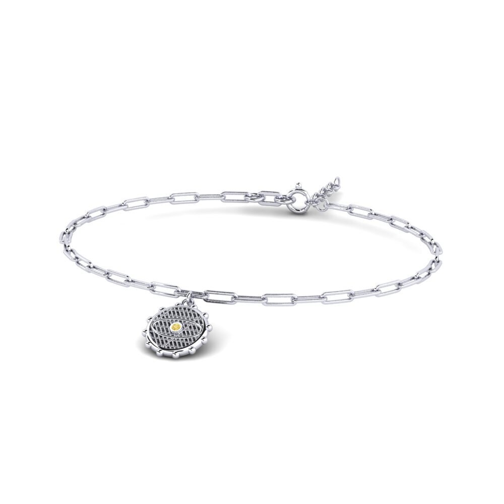 925 Prata de lei Diamante Amarelo Pulseira de Corrente Sud