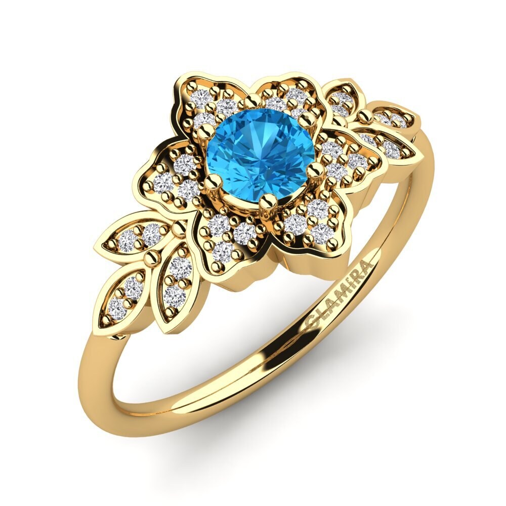 9ct Yellow Gold Blue Topaz Ring Sueann