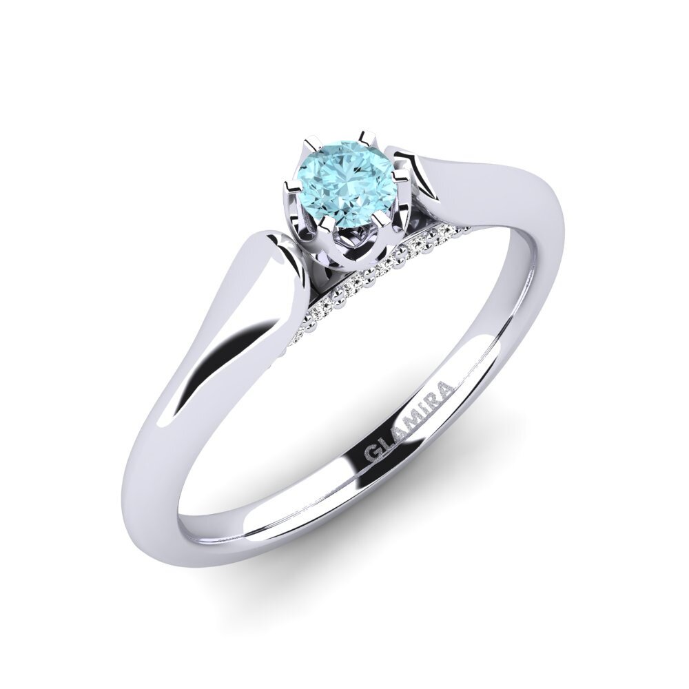 14k Oro Blanco \u0026 Amarillo Redondo Diamante Anillo de compromiso Suela 0.16 crt, image size:1000x1000