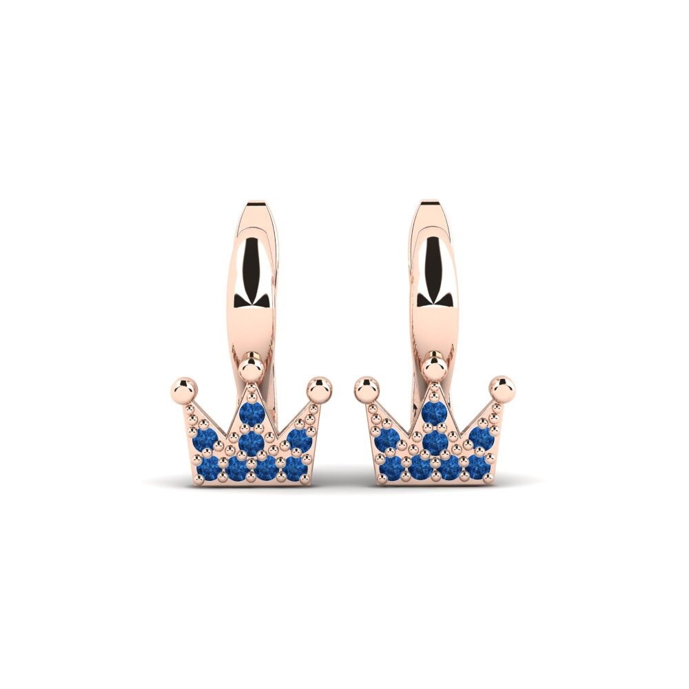 14ct Rose Gold Dark Blue Zirconia Kid's Earring Sugan