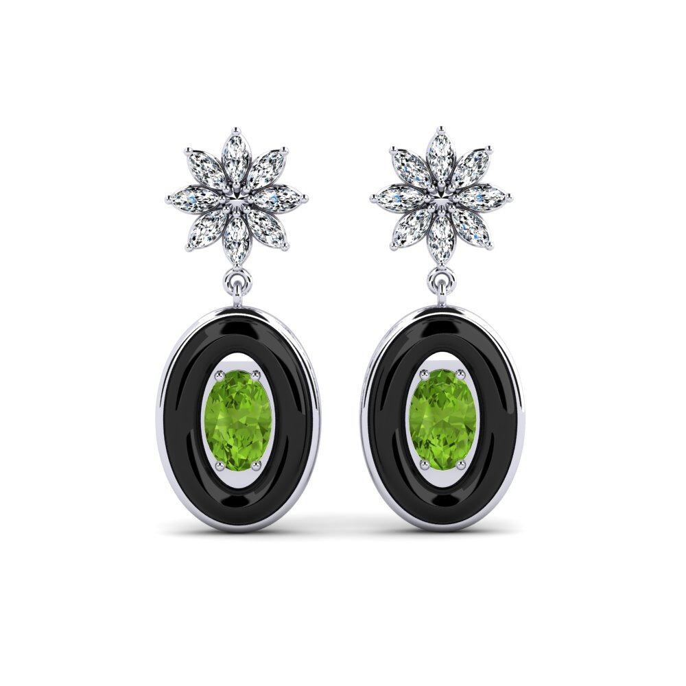 18ct White Gold Peridot Women's Earring Suggs