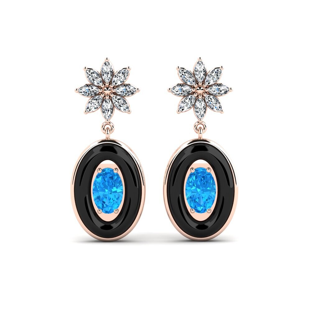9ct Rose Gold Blue Topaz Women's Earring Suggs