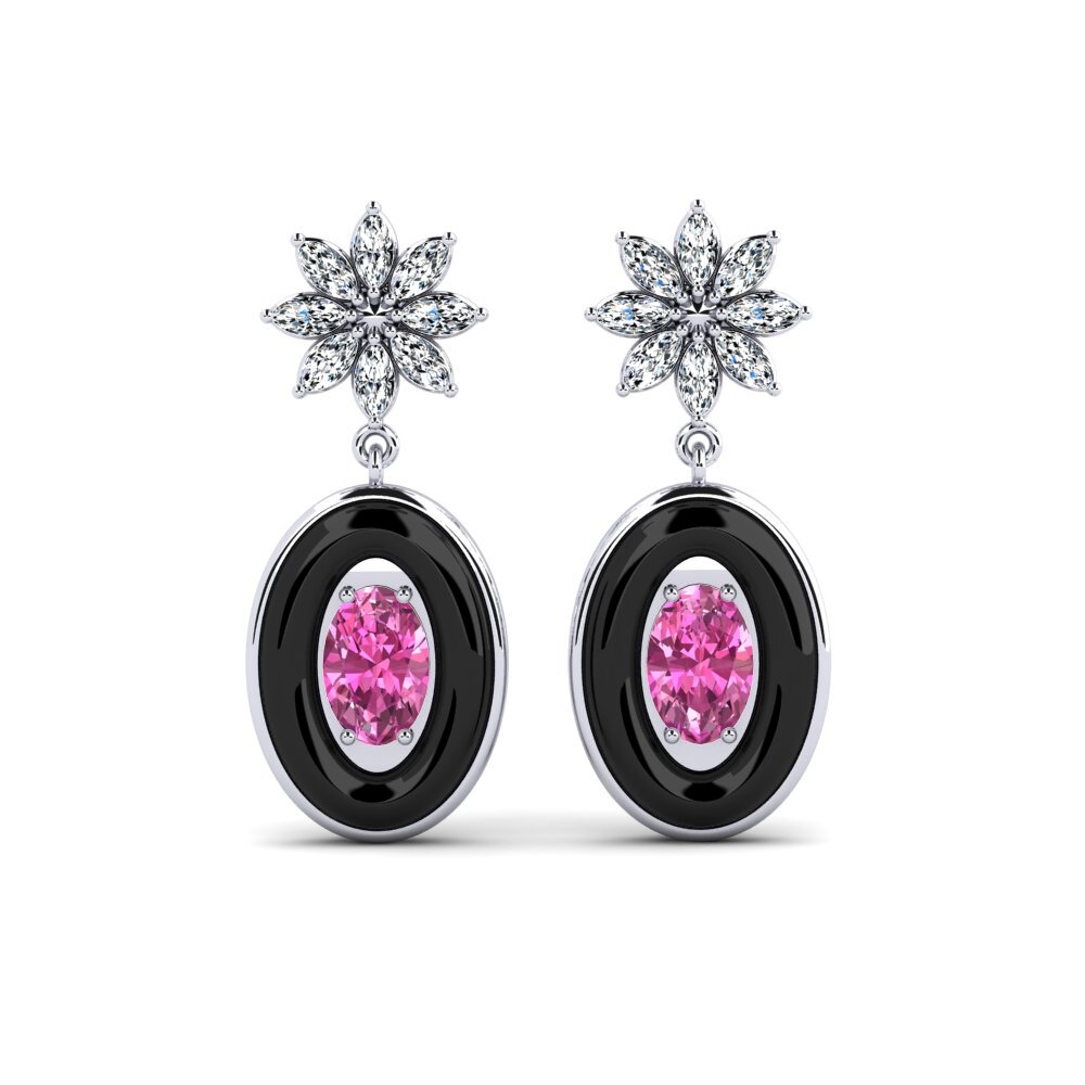14ct White Gold Pink Topaz Women's Earring Suggs