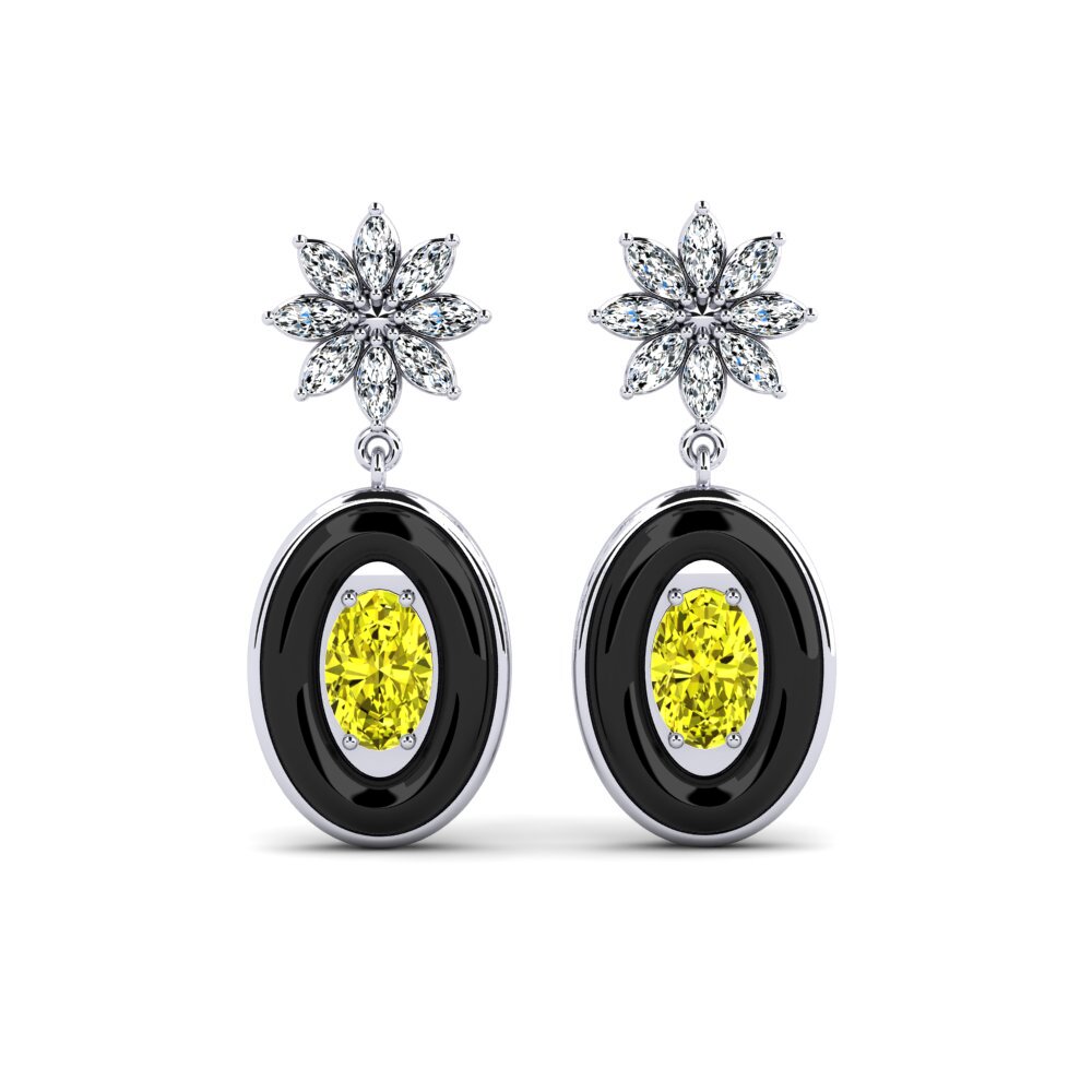 14ct White Gold Yellow Diamond Women's Earring Suggs