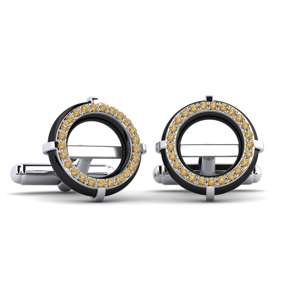 950 Palladium Brown Diamond Cufflink Sullins