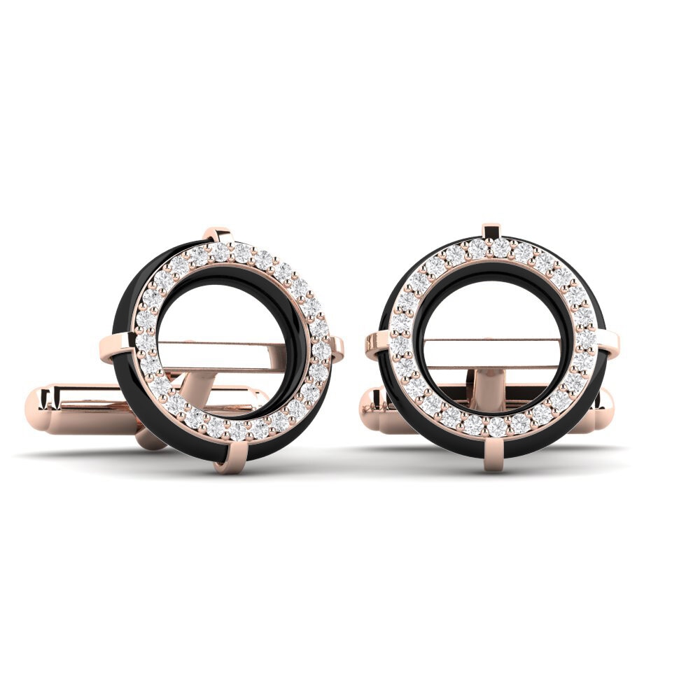 14ct Rose Gold White sapphire Cufflink Sullins