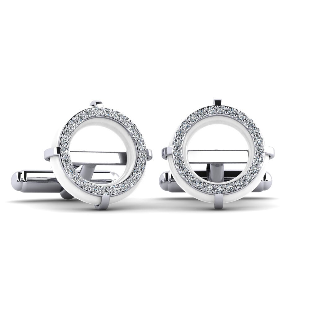 14ct White Gold Cufflink Sullins
