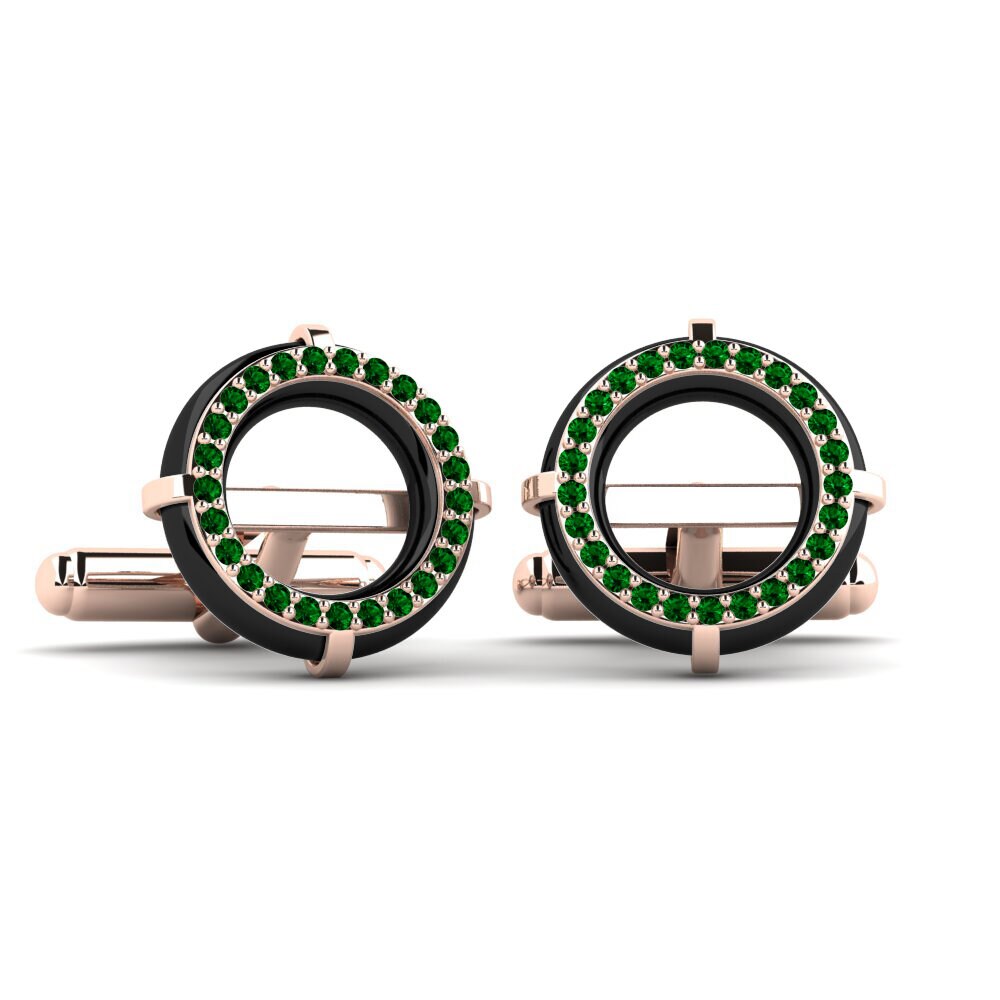 14ct Rose Gold Green Zirconia Cufflink Sullins