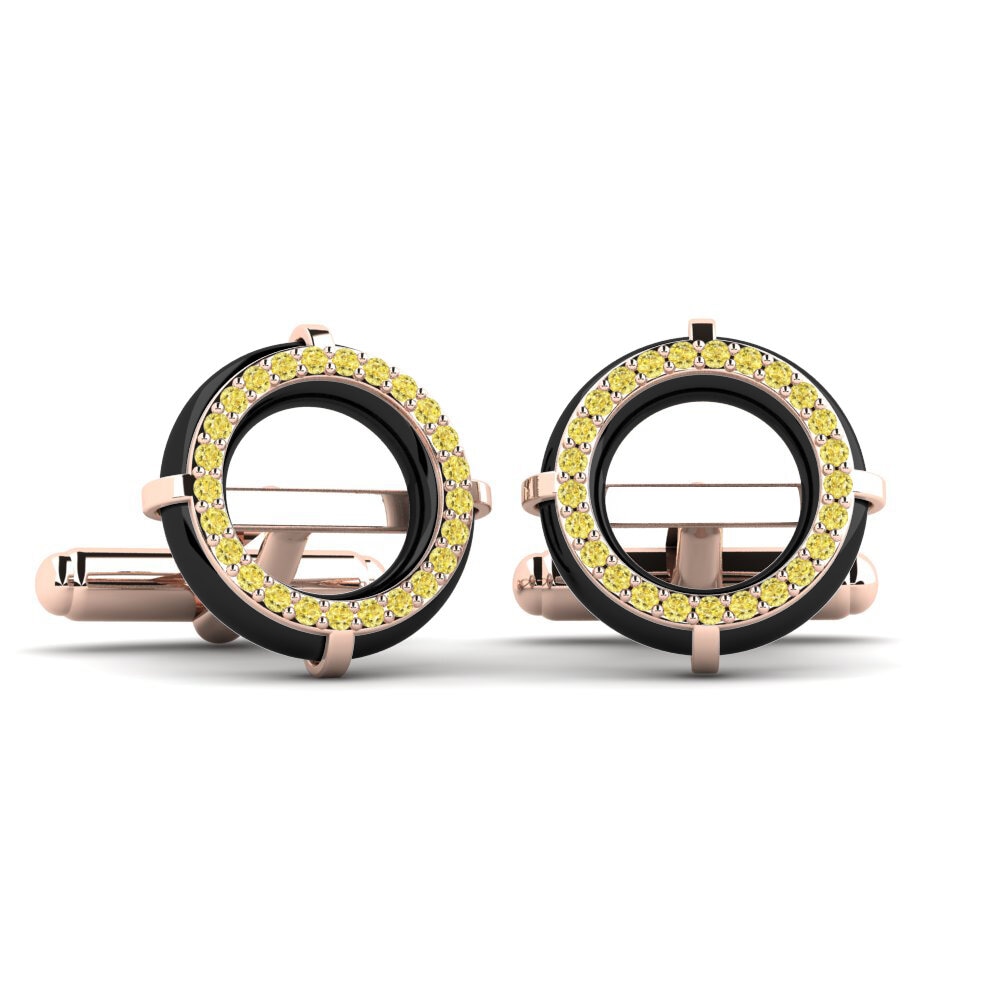 14ct Rose Gold Yellow Sapphire Cufflink Sullins