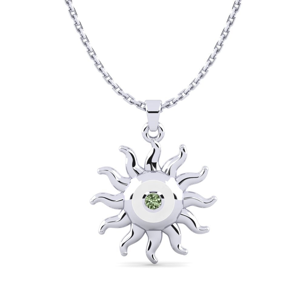 9k White Gold Green Diamond Women's Pendant Sunanaco Women
