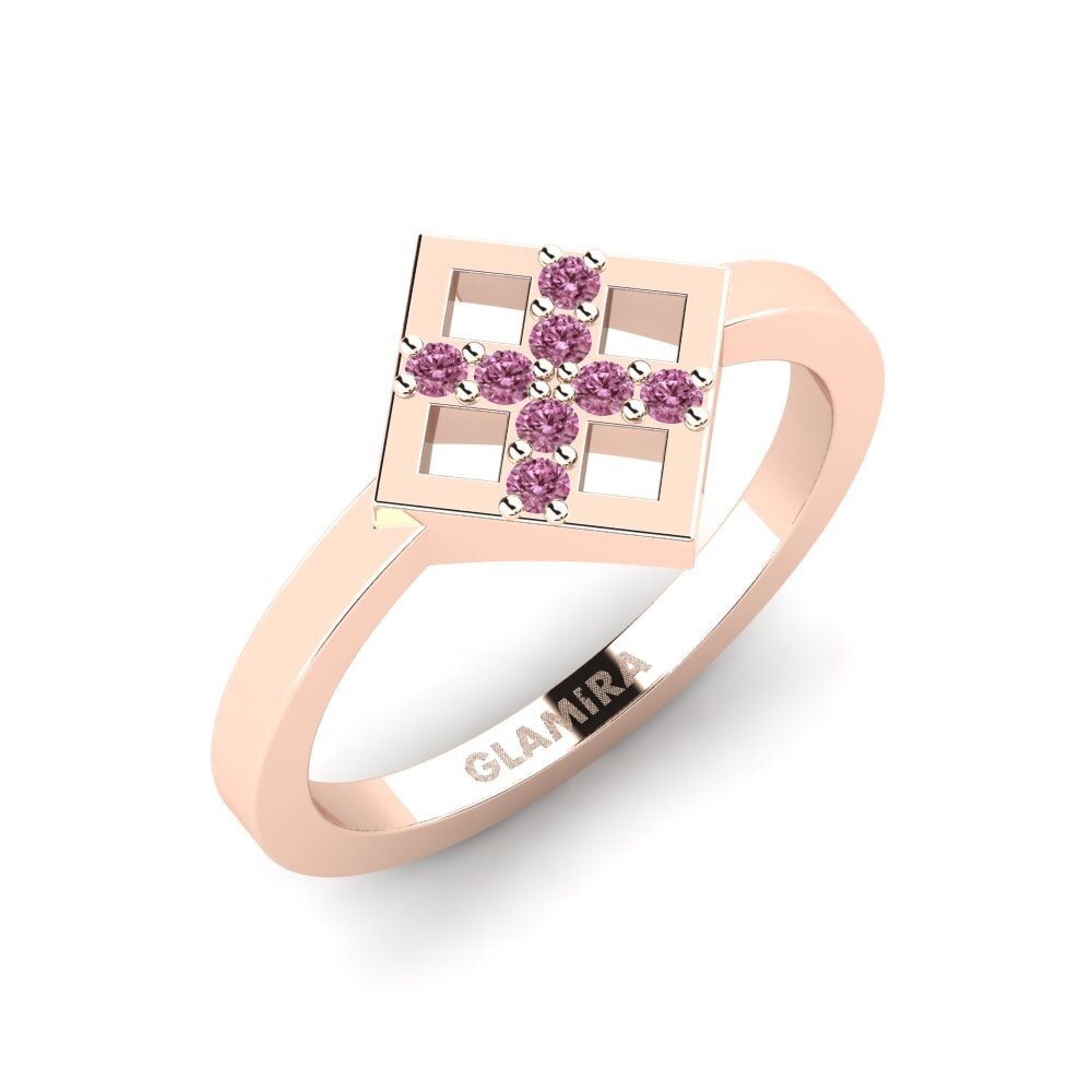 14k Oro Rosa Granate Rhodolite Anillo Sundry