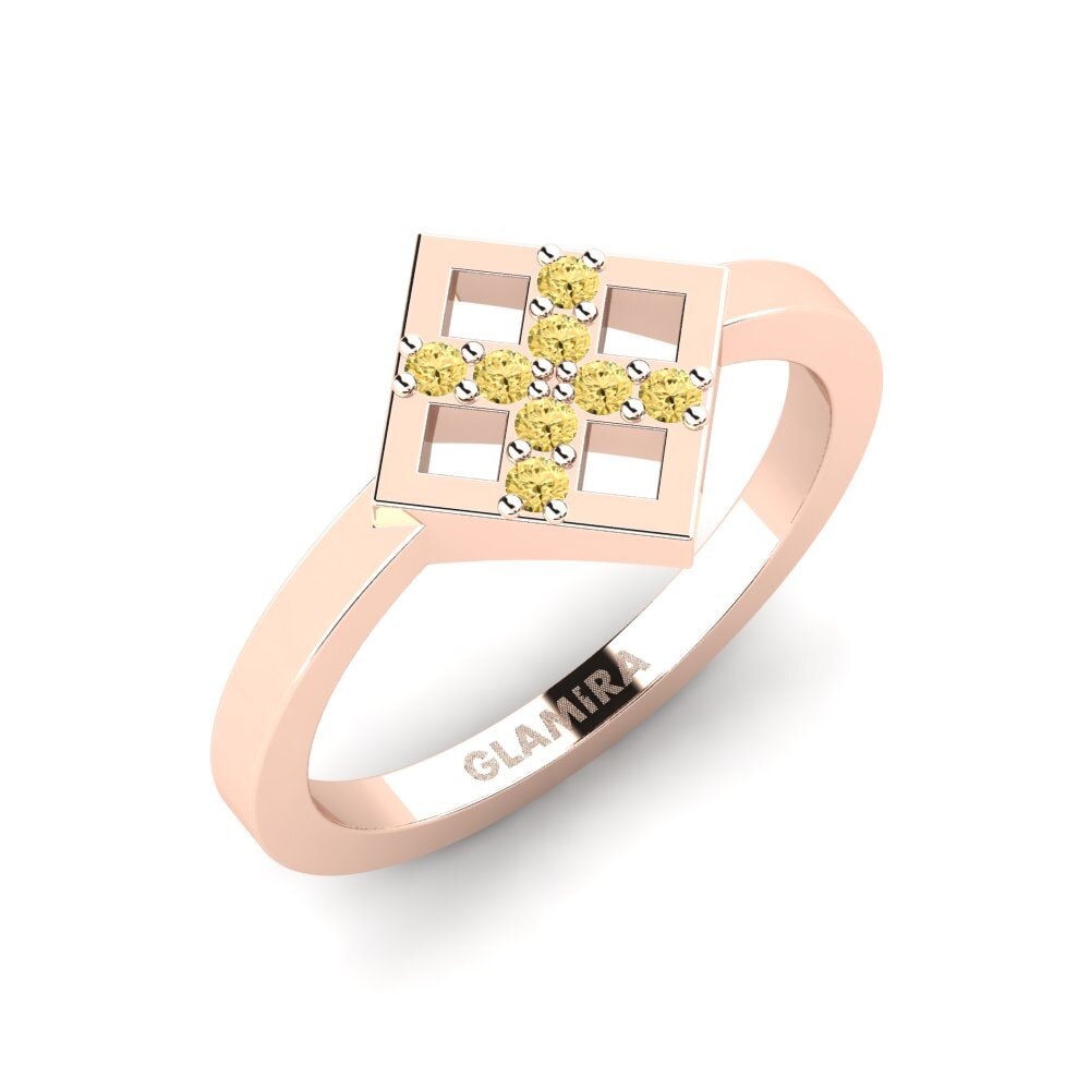 14k Oro Rosa Diamante Amarillo Anillo Sundry