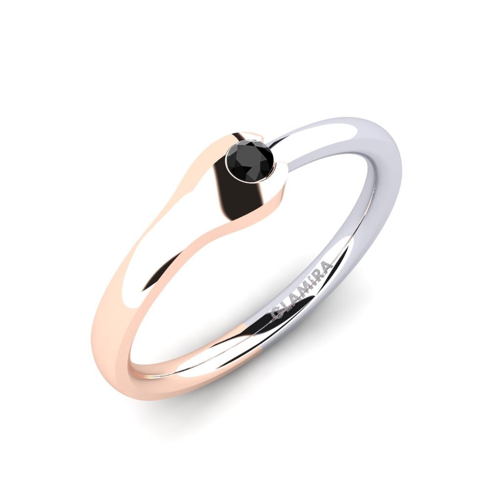 18k Oro Rosa & Blanco Diamante Negro Anillo Sunita