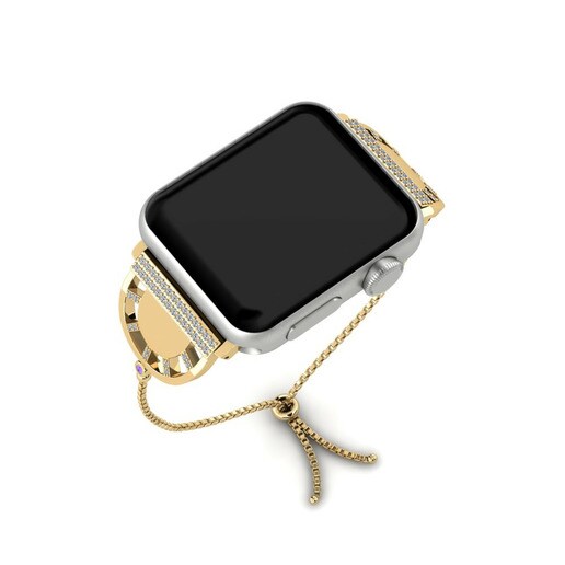 Dây đai Apple Watch® Sunphase - B Stainless Steel / 585 Yellow Gold & Đá Thạch Anh Tím & Đá Swarovski