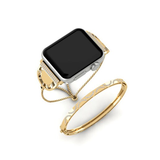Apple Watch® Sunphase Set Stainless Steel / 585 Yellow Gold & Đá Sapphire Đen & Kim Cương