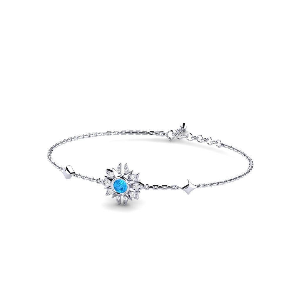 9ct White Gold Blue Topaz Women's Bracelet Supersky