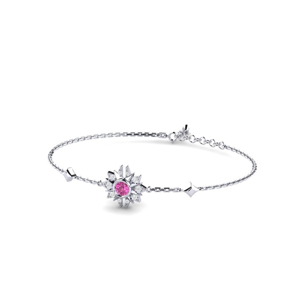 950 Platinum Pink Topaz Women's Bracelet Supersky