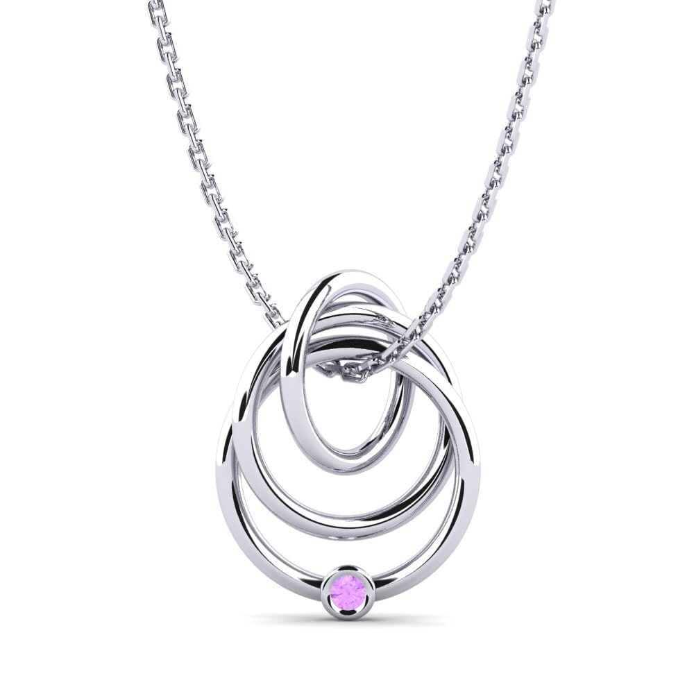 18ct White Gold Amethyst Women's Pendant Surin