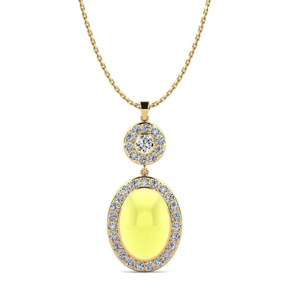 9k Oro Amarillo Topacio Limón Cabujón Colgante de Mujer Suyil