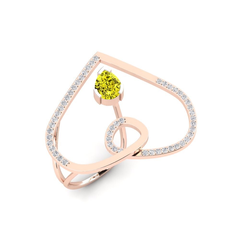 14ct Rose Gold Yellow Diamond Ring Suyuk