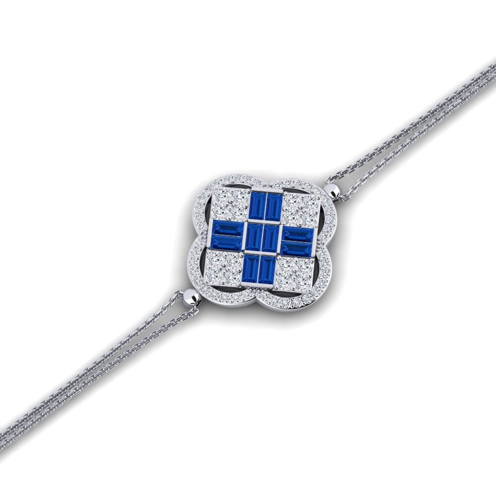 White Silver Dark Blue Zirconia Women's Bracelet Svante