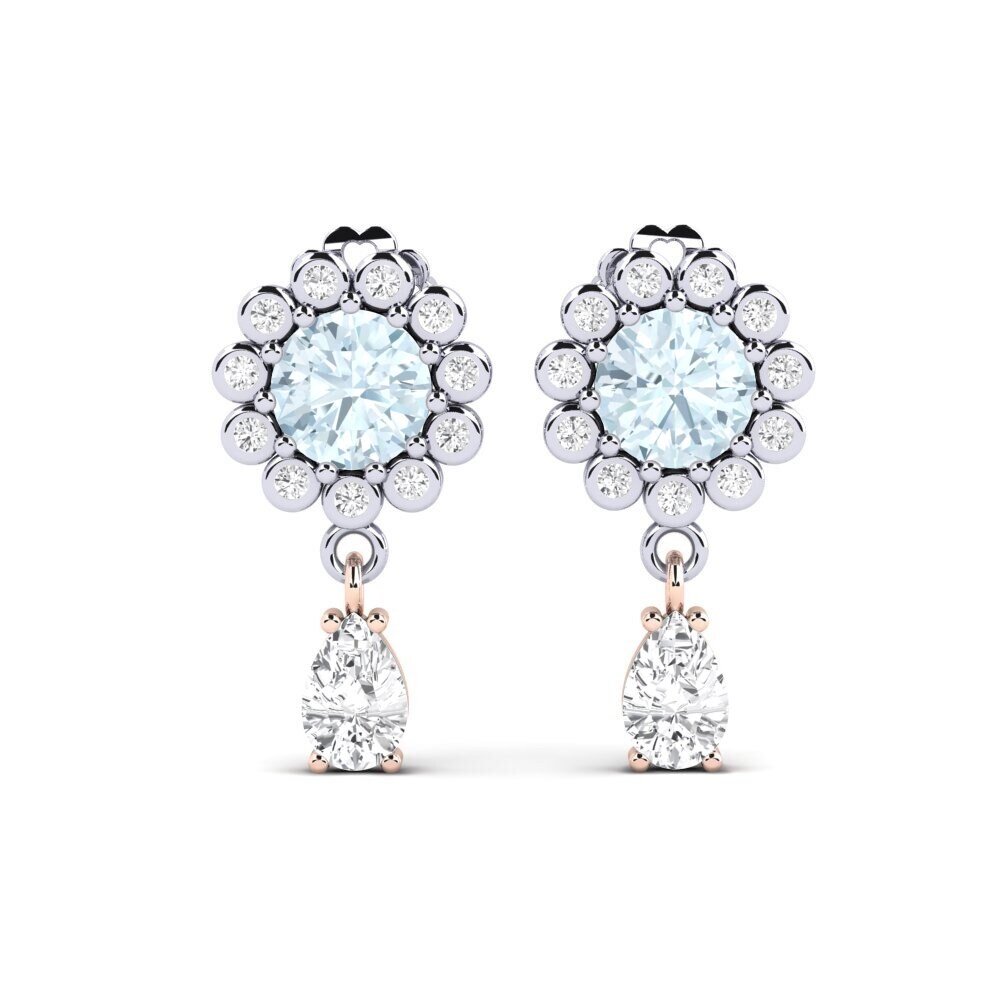 14ct White & Rose Gold Aquamarine SYLVIE Earring Svetlo