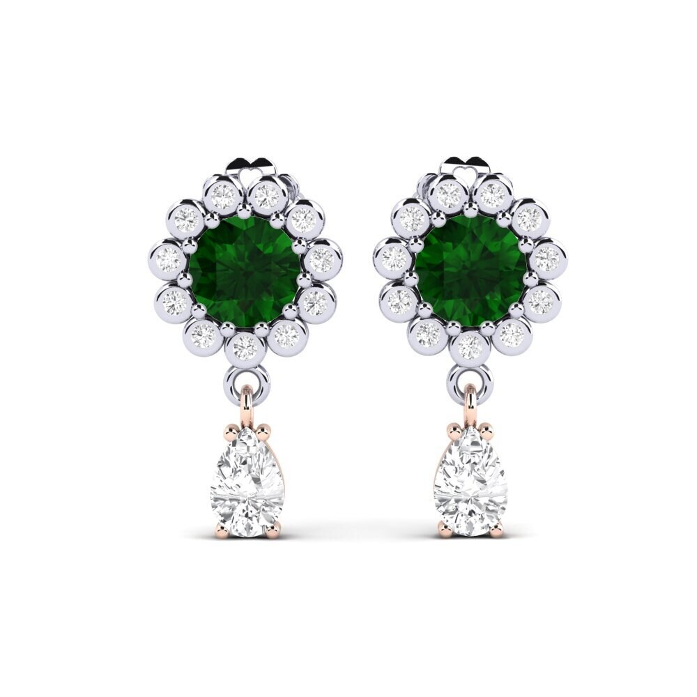 14k White & Rose Gold Green Tourmaline SYLVIE Earring Svetlo