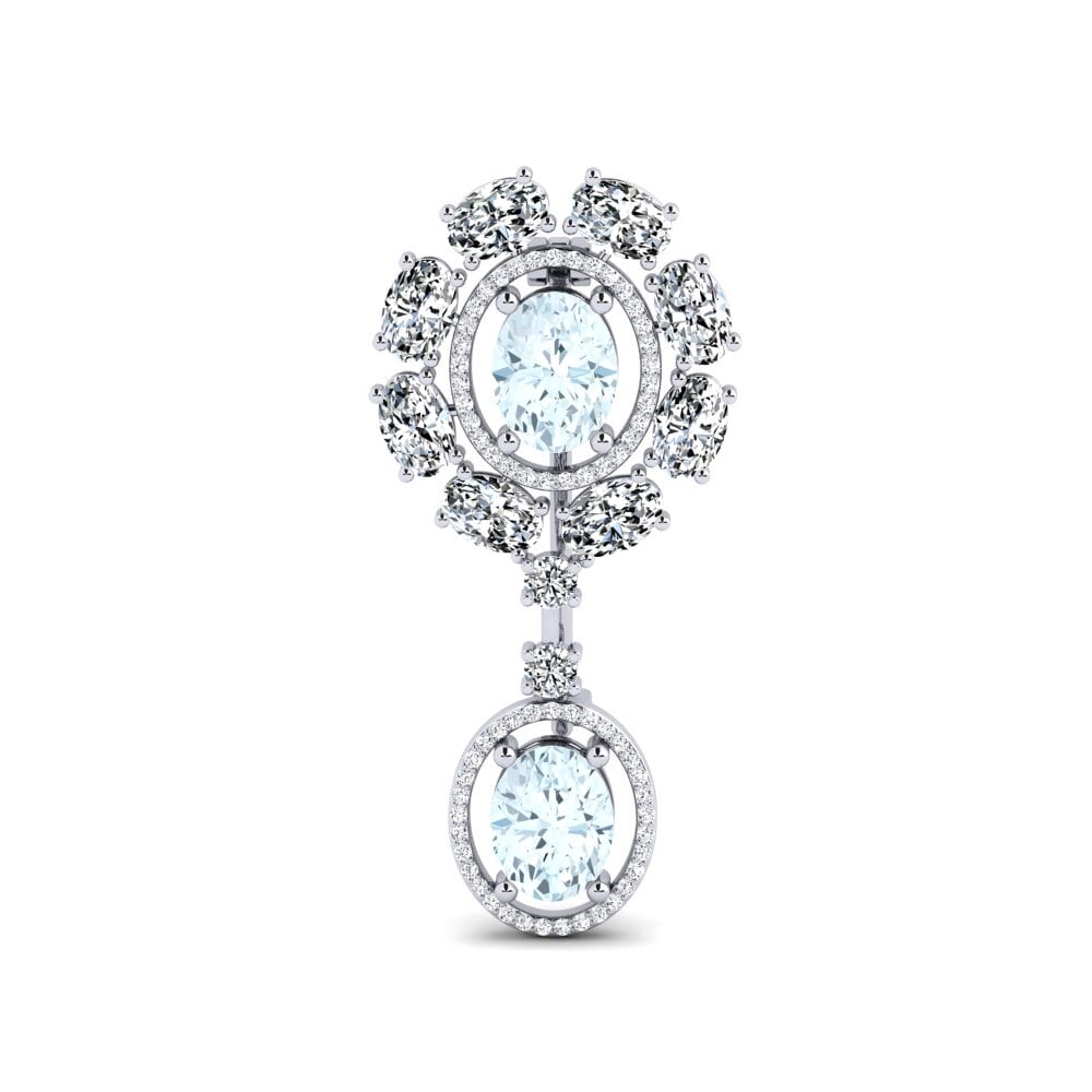 14ct White Gold Aquamarine Brooch Swannail