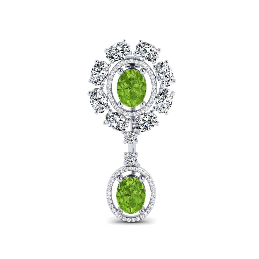 14ct White Gold Peridot Brooch Swannail