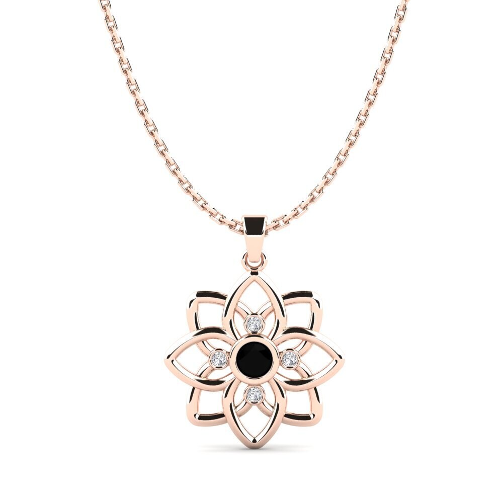 9k Rose Gold Black Onyx Women's Pendant Swatch