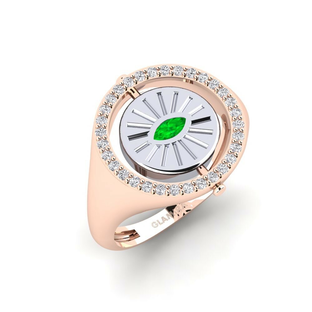 Or Rose& Blanc 14k Émeraude Bague Swenet