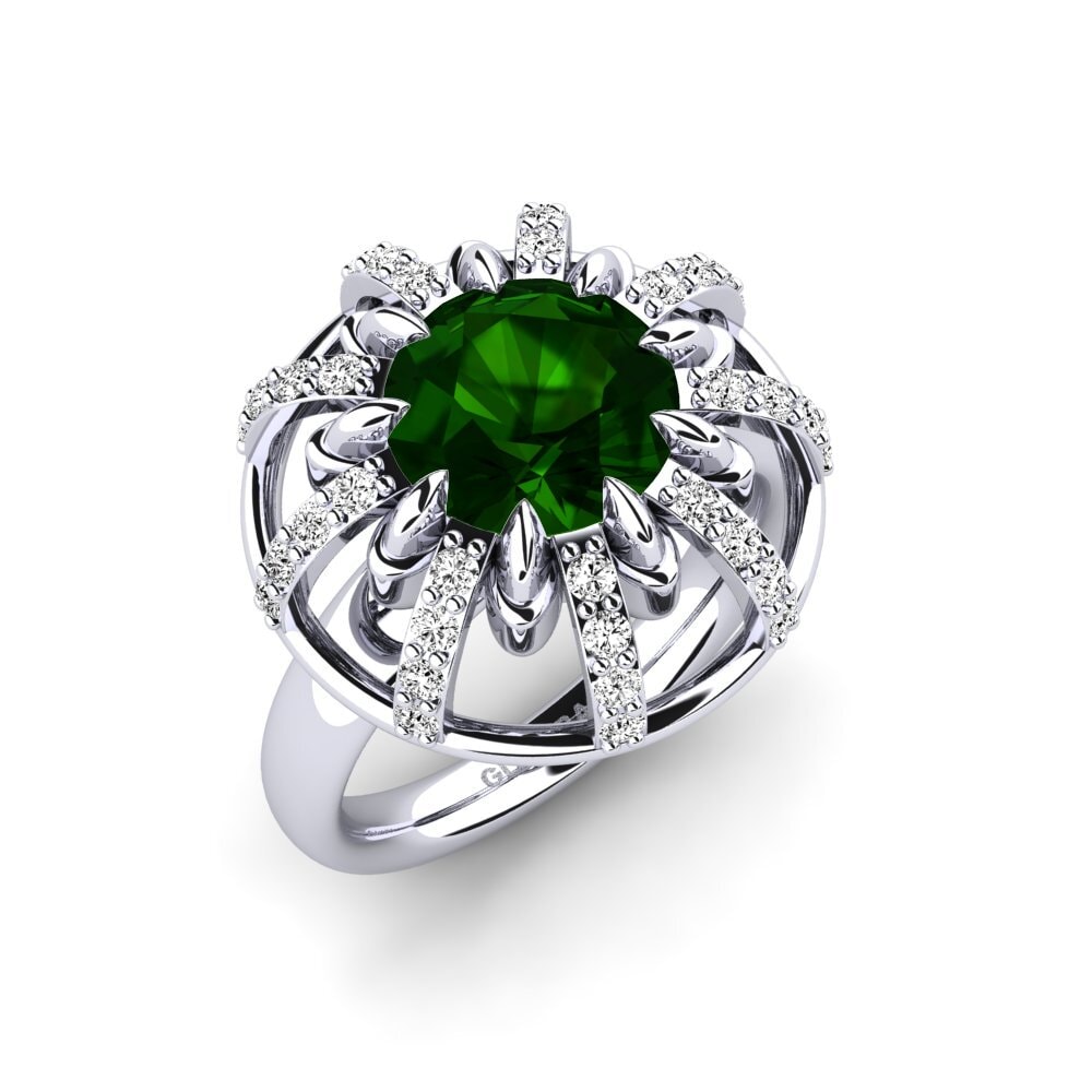 925 Prata de lei Turmalina Verde Anel de Noivado Swerve