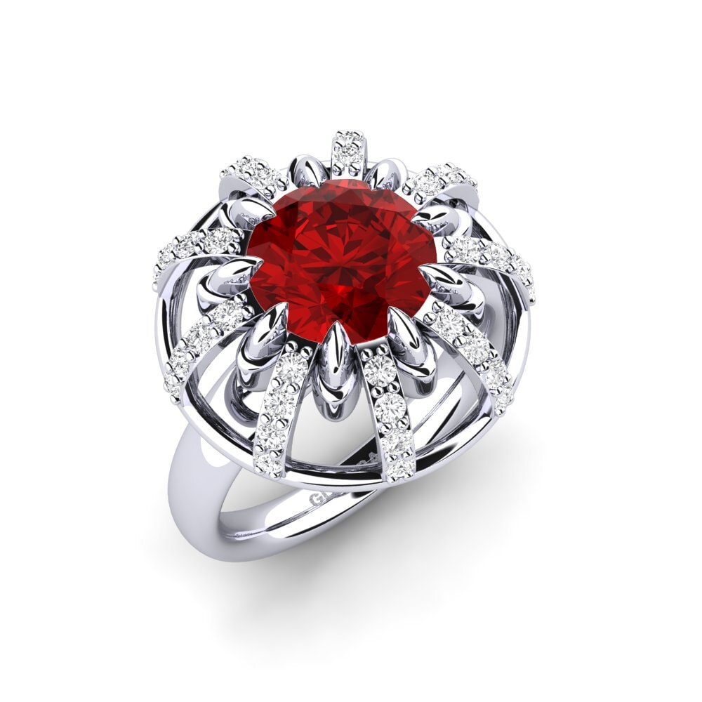 9k White Gold Ruby (Lab Created) Engagement Ring Swerve