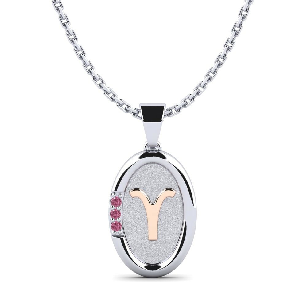 Dây chuyền Vàng Trắng-Đỏ 9K Đá Rhodolite Cung hoàng đạo
