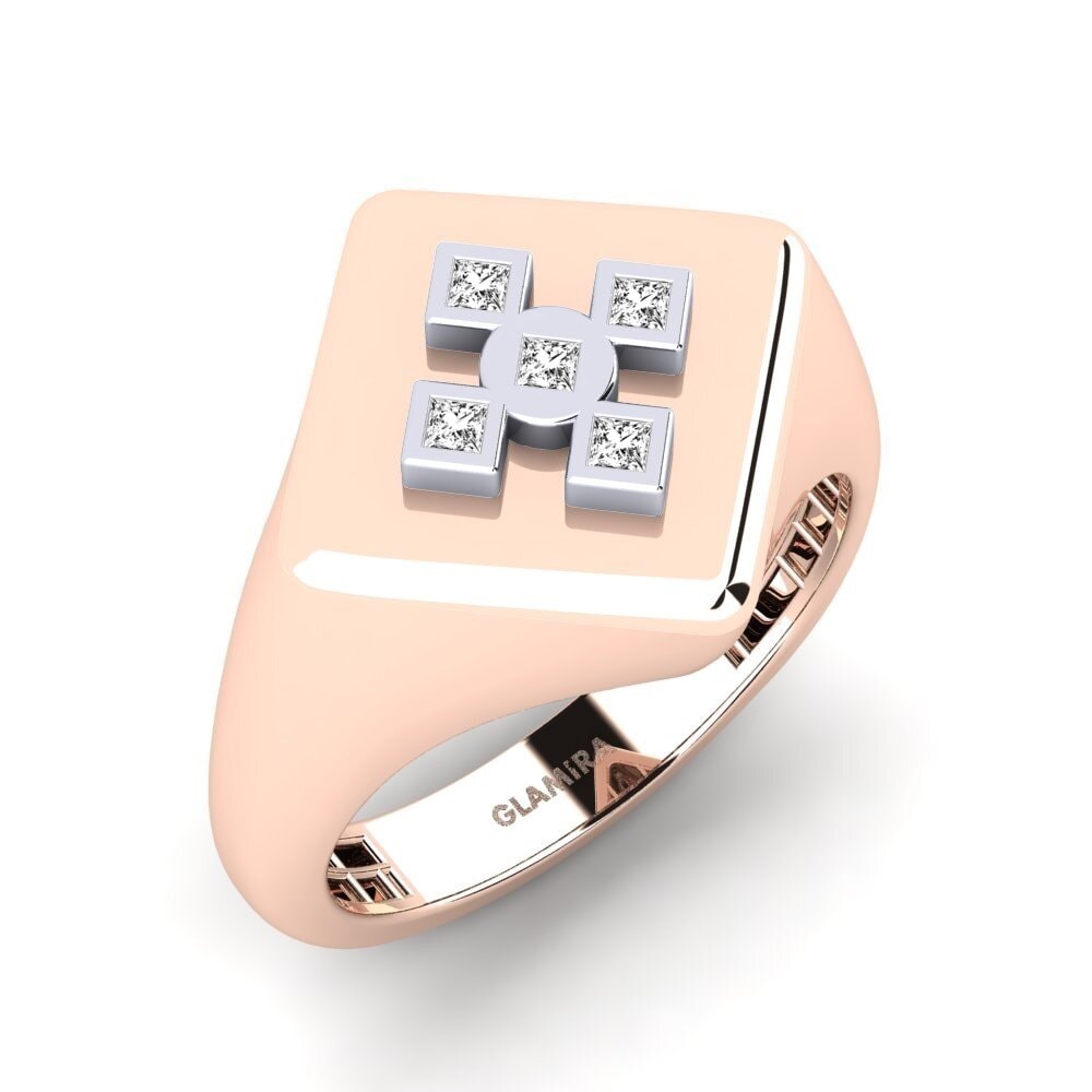 14ct Rose & White Gold Moissanite Men's Ring Sworica